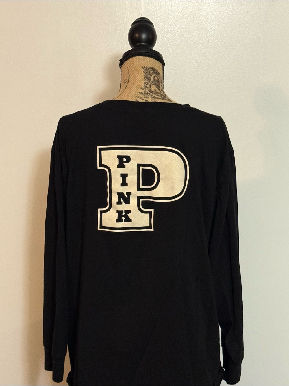 PINK Victoria's Secret Black Long-Sleeve Crew Tee